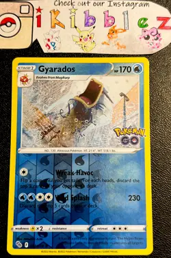 Gyarados 22/78 NM Reverse Holo Rare Pokemon GO Stamp Card. Free Tracked Shipping - Image 1