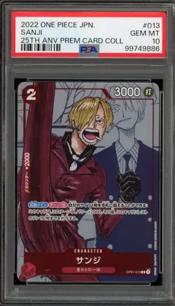 One Piece CCG Sanji 25th Anniversary Premium Card Coll. Japanese OP01-013 PSA 10 - Image 1