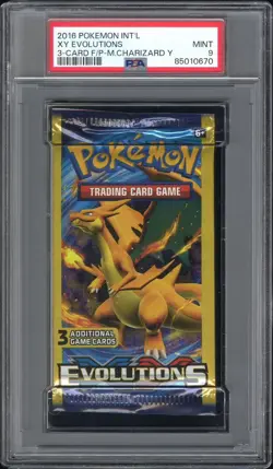 2016 Pokemon XY Evolutions 3-Card Foil Pack Booster MegaCharizard - 2x PSA 9-10 - Image 1