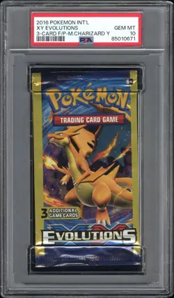 2016 Pokemon XY Evolutions 3-Card Foil Pack Booster MegaCharizard - 2x PSA 9-10 - Image 2
