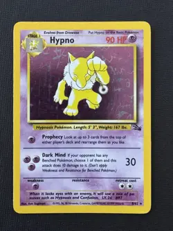 Pokemon Hypno 8/62 Fossil Stage 1 Holo Rare 90HP Dark Mind 30 Attack Card - Image 1