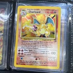 Pokemon Charizard 4/130 Base Set 2 Holo Rare English LP Swirl On Top TCG Card - Image 1
