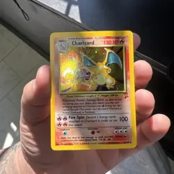 Pokemon Charizard 4/130 Base Set 2 Holo Rare English LP Swirl On Top TCG Card - Image 2