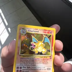 Pokemon Charizard 4/130 Base Set 2 Holo Rare English LP Swirl On Top TCG Card - Image 3