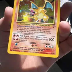 Pokemon Charizard 4/130 Base Set 2 Holo Rare English LP Swirl On Top TCG Card - Image 5