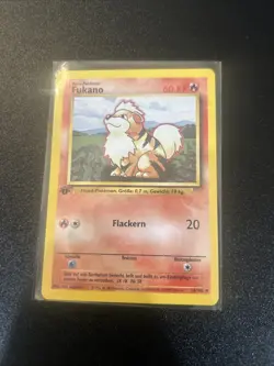 Growlithe (Fukano) 28/102 Base Set 1st Edition German Uncommon Pokemon Card - Image 1