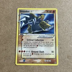 Pokemon Groudon Gold Star Holo Rare Card 111/113 Delta Species - Image 1
