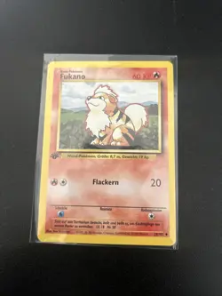 Growlithe (Fukano) 28/102 Base Set 1st Edition German Uncommon Pokemon Card - Image 1