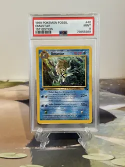 Pokemon Card 1st Edition Omastar - Fossil Set No. 40/62 - PSA 9 MINT - Image 1
