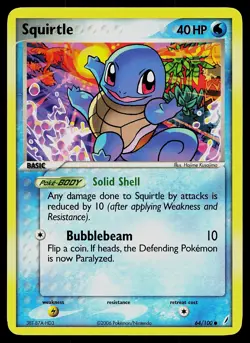 Pokemon Crystal Guardians 64/100 Squirtle Pokemon Card - Image 1