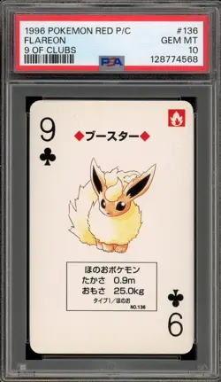 Pokemon Flareon 9 of Clubs Red Playing Cards #136 PSA 10 Gem Mint - Image 1