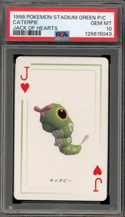 Pokemon Caterpie Jack of Clubs Stadium Green Playing Cards PSA 10 Gem Mint - Image 1