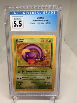 1999 Pokemon Fossil Ekans 46/62 CGC 5.5 EX+ Excellent+ Vintage WOTC Card - Image 1