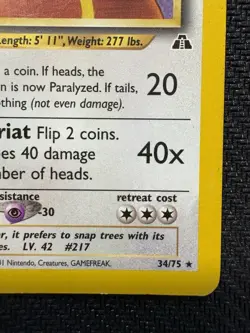 Pokemon TCG Ursaring Neo Discovery 34/75 Rare 2001 WOTC Vintage MP Card - Image 4