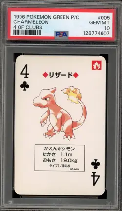 Pokemon Charmeleon 4 of Clubs Green Playing Cards #005 PSA 10 Gem Mint - Image 1
