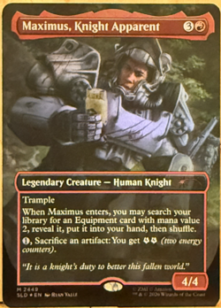 LIMITED EDITION Secret Lair MtG Maximus, Knight Apparent NM BORDERLESS FOIL! - Image 1