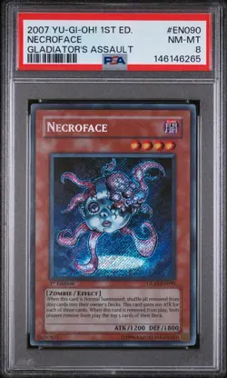 Necroface GLAS-EN090 1st Edition Secret Rare NA Yugioh PSA 8 *265 - Image 1