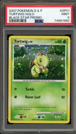 Pokemon Turtwig Black Star Holo Promo DP01 PSA 9 Mint - Image 1