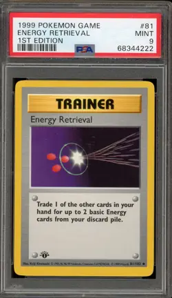 Pokemon Energy Retrieval Base Set Shadowless 1st Edition #81 PSA 9 Mint - Image 1