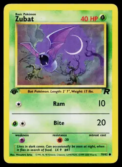 1st Edition Team Rocket Pokemon Non Holo #70/82 Zubat - Image 1