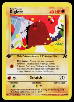 1st Edition Team Rocket Pokemon Non Holo #52/82 Diglett - Image 1