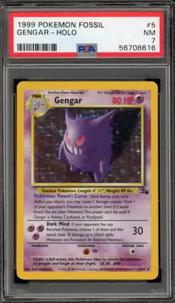 Pokemon Gengar Fossil Unlimited Holo Rare #5 PSA 7 - Image 1