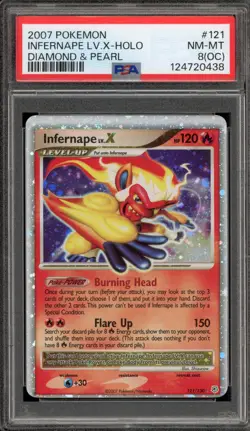 Pokemon Infernape Lv.X Diamond & Pearl Holo Ultra Rare #121 OC Off-Center PSA 8 - Image 1