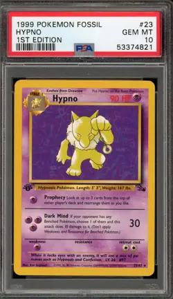 Pokemon Hypno Fossil 1st Edition NON Holo Rare #23 PSA 10 Gem Mint - Image 1