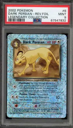 Pokemon Dark Persian Legendary Coll. Reverse Holo Rare #6 PSA 9 Mint - Image 1