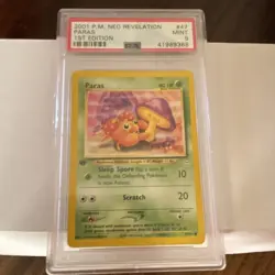 Paras 2001 Pokemon Neo Revelation 1st Edition #47 PSA 9 Mint 🔥 - Image 1