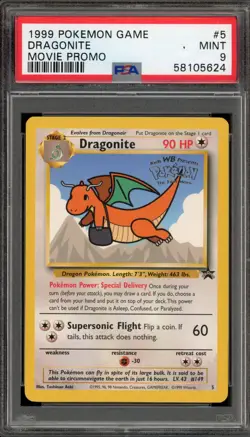 Pokemon Dragonite WB Movie Black Star Promo #5 PSA 9 Mint - Image 1