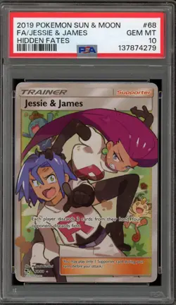 Pokemon Jessie & James Hidden Fates Full Art #68 PSA 10 Gem Mint - Image 1