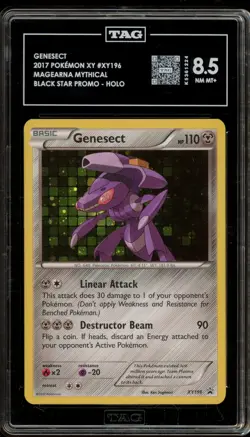 Pokemon Genesect Magearna Mythical Coll. Black Star Holo Promo XY196 TAG 8.5 - Image 1