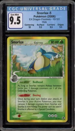 Pokemon Snorlax EX Dragon Frontiers Holo Rare #10 CGC 9.5 - Image 1