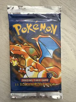 Pokemon Base Set Shadowless Booster Pack Charizard Art, Short Crimp, Sealed - Image 1