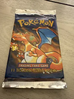 Pokemon Base Set Shadowless Booster Pack Charizard Art, Short Crimp, Sealed - Image 2