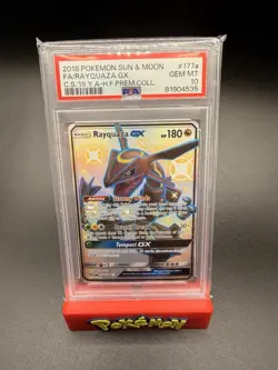 2018 Pokemon Sun & Moon Hidden Fates Promo #177a Rayquaza GX PSA 10 - Image 1