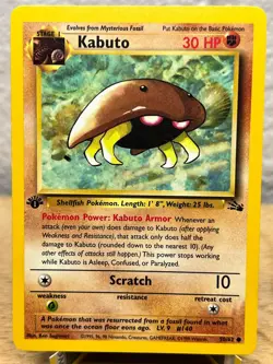 Fossil Kabuto 50/62 Common Pokemon 1st Edition NM/LP - Image 1
