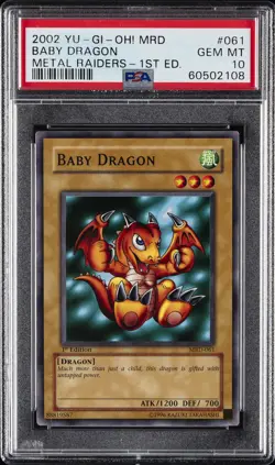 2002 YU-GI-OH! MRD-METAL RAIDERS 1ST ED #061 BABY DRAGON PSA 10 - Image 1