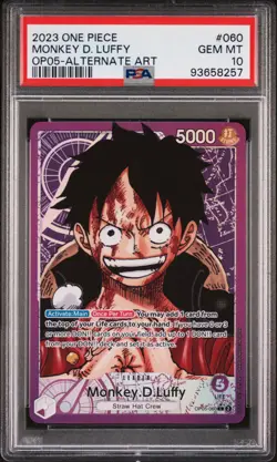 PSA 10 One Piece English 2023 OP05-060 MONKEY D LUFFY Alt Art GEM MINT - Image 1