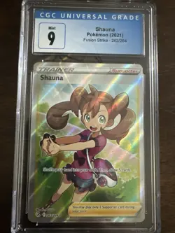 CGC 9 Shauna 263/264 – Fusion Strike Full Art Trainer Ultra Rare Pokemon Card - Image 1