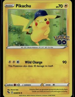 Pikachu (28) Holo Rare Pokemon GO 028/078 Lightning Holo Pokemon Card - Image 1