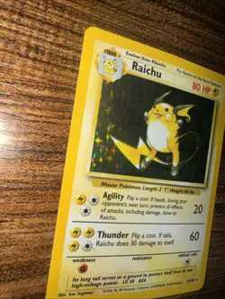 Pokemon TCG Raichu Holo Rare Card Base Set Unlimited # 14/102 WOTC (1999) MP - Image 2