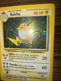 Pokemon TCG Raichu Holo Rare Card Base Set Unlimited # 14/102 WOTC (1999) MP - Image 3