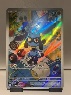 Pokemon Riolu 215/198 SV01 Scarlet & Violet Illustration Rare Full Art Holo Card - Image 1