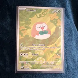 Pokemon Rowlet Full Art Rare Holo Basic Card 80HP 30 Attack 090/088 English - Image 1