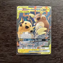 Raichu & Alolan Raichu GX 54/236 SM - Unified Minds NM Pokemon Card TCG - Image 1