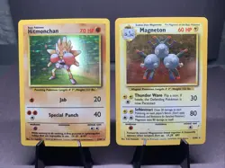 Pokemon TCG Base Set Lot of 2 Card Holo Rare Hitmonchan & Magneton 1999 VTG WOTC - Image 1