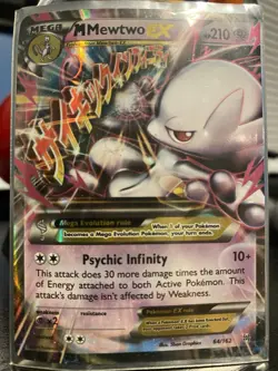 Pokemon M Mega Mewtwo EX Ultra Rare Holo TCG Card 64/162 XY Breakthrough - Image 1