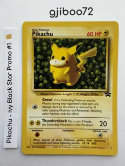 Pokemon IVY Pikachu Black Star 1 - League Promo Exclusive WotC - 1999 Card NM NP - Image 1
